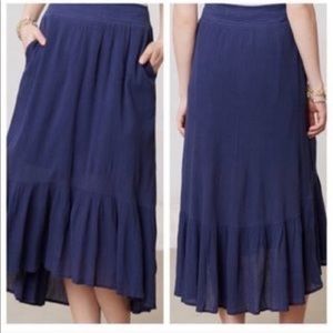 Anthropologie navy hi/low skirt | size L